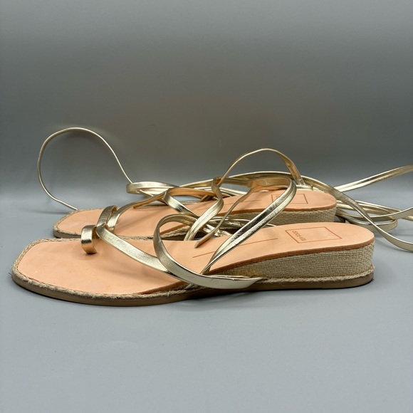 Dolce Vita Pauly Lace Up Sandals Women’s 7 Gold Metallic Ankle Wrap - Picture 4 of 9